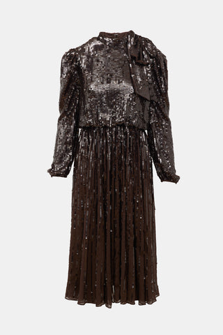 Mac Duggal Sequin Puff Sleeve Dress