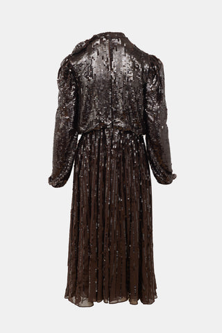 Mac Duggal Sequin Puff Sleeve Dress