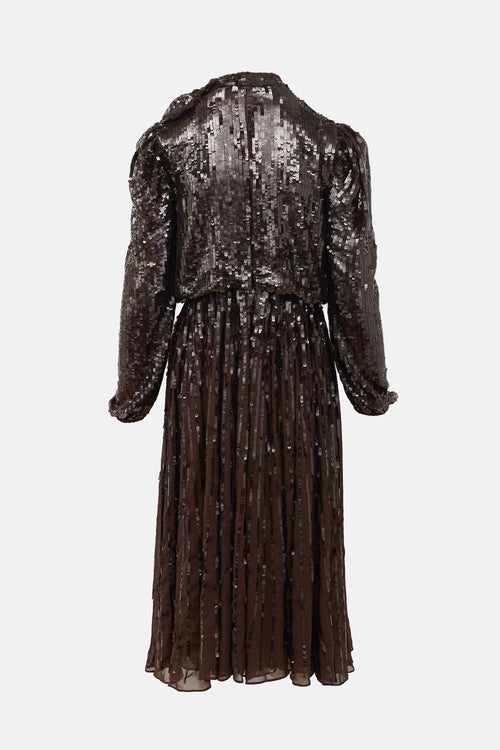 Mac Duggal Sequin Puff Sleeve Dress