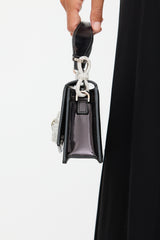 Mach & Mach Black Patent Embellished Medium Samantha Bag