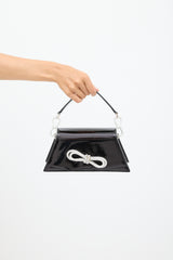 Mach & Mach Black Patent Embellished Medium Samantha Bag