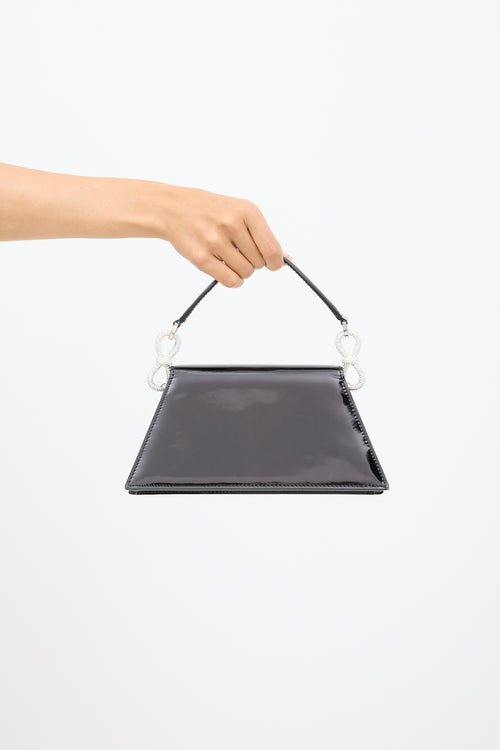 Mach & Mach Black Patent Embellished Medium Samantha Bag