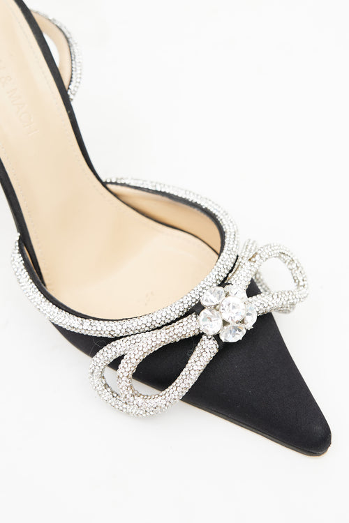 Mach & Mach Black & Silver Embellished Wrap Heel