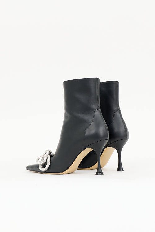 Mach & Mach Leather Crystal Double Bow Boot