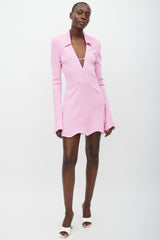 Mach & Mach Pink & Silver Ribbed Jewel Dress