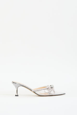 Mach & Mach Clear & Silver Embellished Double Bow Mule