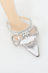 Mach & Mach Clear & Silver Embellished Double Bow Mule