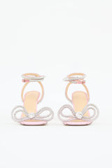 Mach & Mach pink crysal double bow sandals