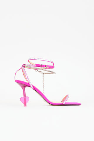 Mach & Mach Satin Embellished Heart Sandal