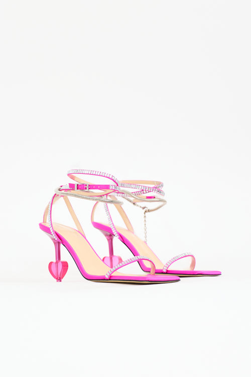 Mach & Mach Satin Embellished Heart Sandal