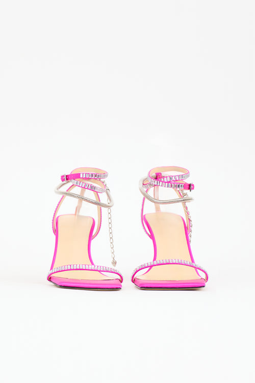 Mach & Mach Satin Embellished Heart Sandal