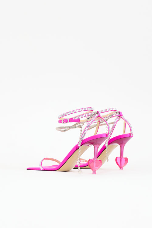 Mach & Mach Satin Embellished Heart Sandal