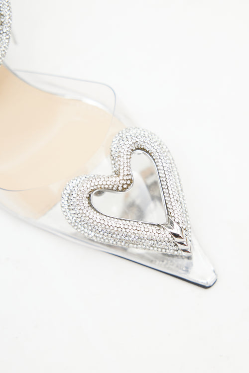 Mach & Mach Silver Embellished Triple Heart Heel