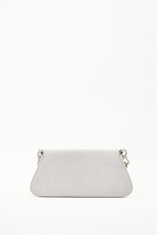 Mach & Mach Silver Sparkle Bow Shoulder Bag