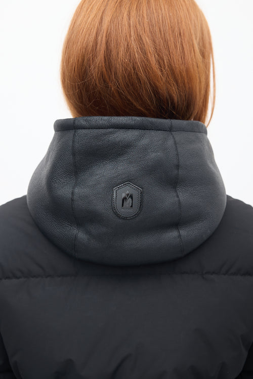 Mackage Black Down & Shearling Reynold Puffer Coat