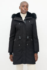 Mackage Black Fur Collar Drawstring Waist Parka
