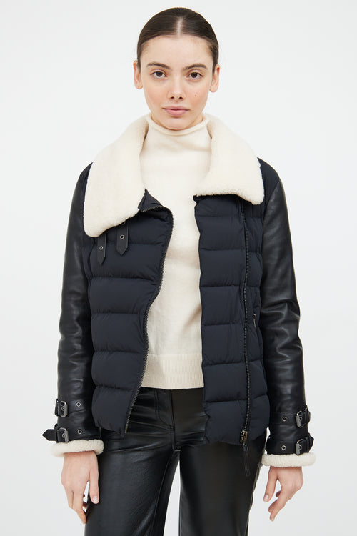 Mackage Black & Cream Leather Trim Down Jacket