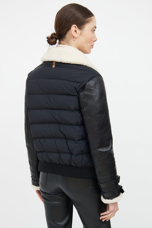 Mackage Black & Cream Leather Trim Down Jacket