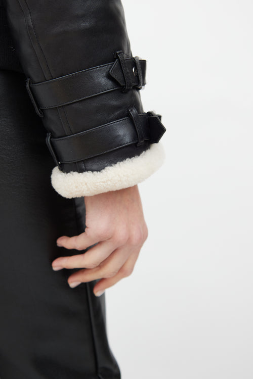 Mackage Black & Cream Leather Trim Down Jacket