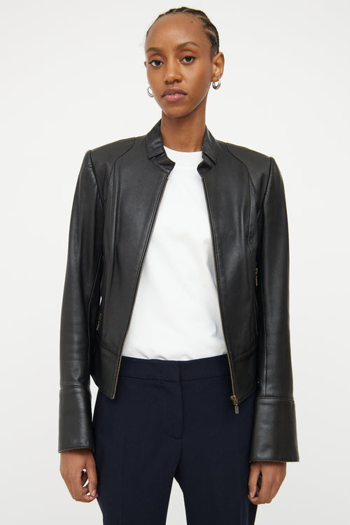 Mackage Black Leather Snap Cuff Jacket