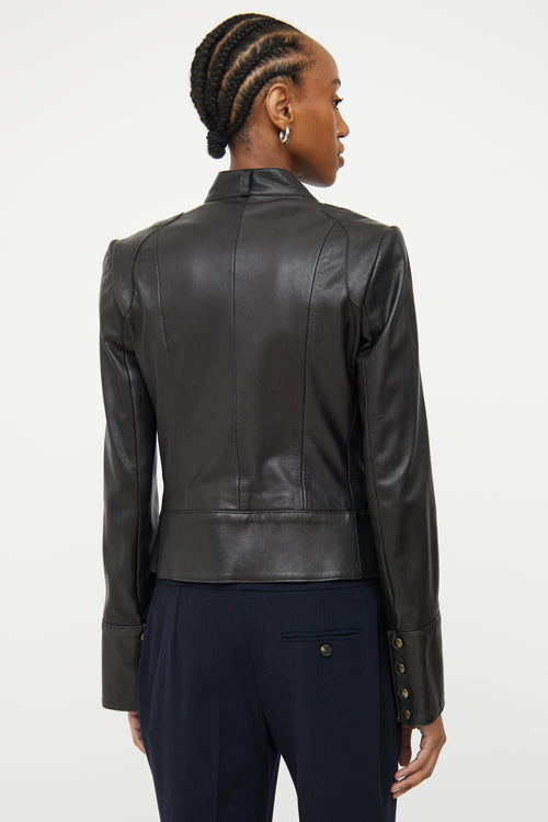 Mackage Black Leather Snap Cuff Jacket