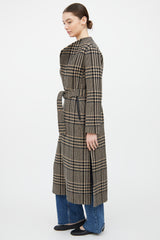 Mackage Brown & Black Wool Plaid Belted Coat