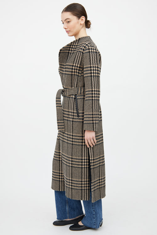 Mackage Brown & Black Wool Plaid Belted Coat