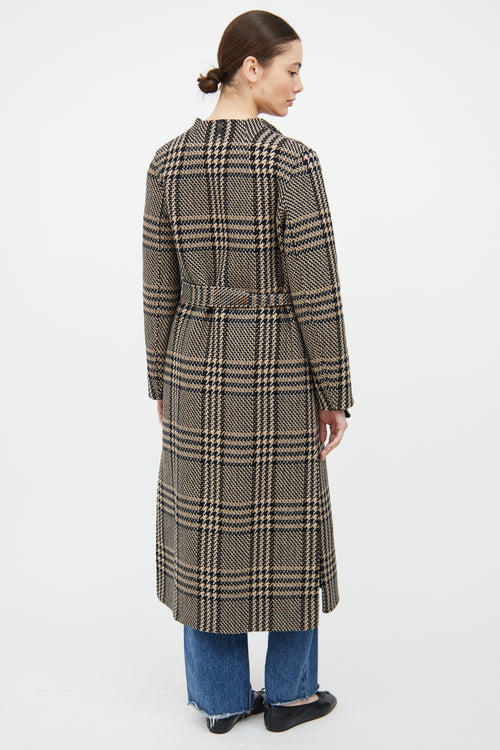 Mackage Brown & Black Wool Plaid Belted Coat