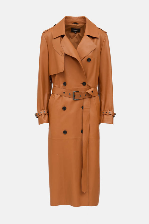 Mackage Leather Gael-V Maxi Trench Coat