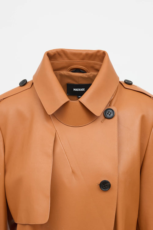 Mackage Leather Gael-V Maxi Trench Coat