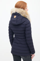 Mackage Navy Down & Fur Trim Hooded Puffer Jacket