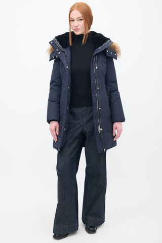 Mackage Navy Down & Fur Trim Parka