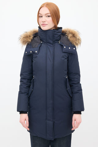 Mackage Navy Down & Fur Trim Parka