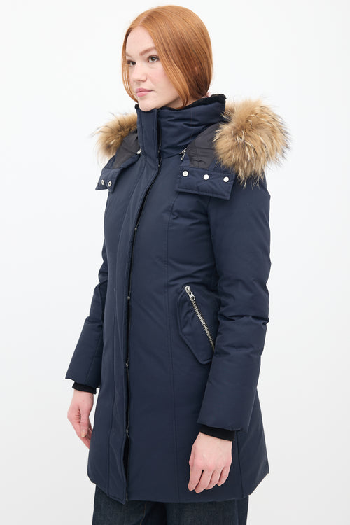Mackage Navy Down & Fur Trim Parka