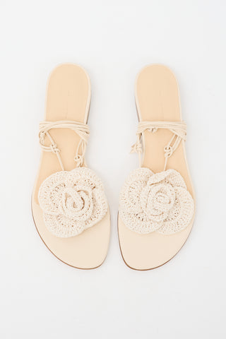 Magda Butrym Leather Crochet Flower Sandal