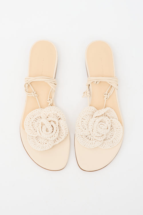 Magda Butrym Leather Crochet Flower Sandal