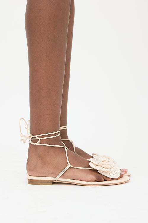 Magda Butrym Leather Crochet Flower Sandal