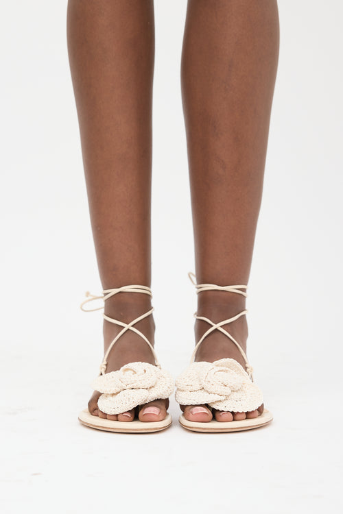 Magda Butrym Leather Crochet Flower Sandal