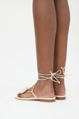 Magda Butrym Leather Crochet Flower Sandal