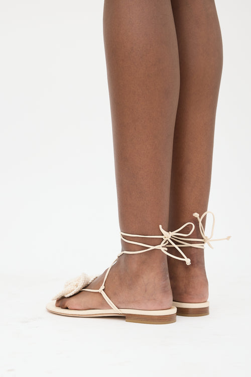 Magda Butrym Leather Crochet Flower Sandal