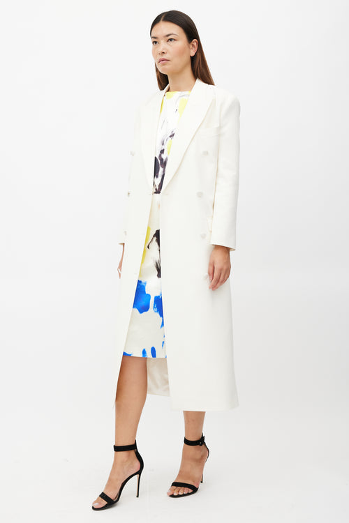 Magda Butrym White Double Breasted Wool Coat