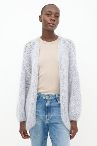 Maiami Blue Mohair Open Knit Cardigan