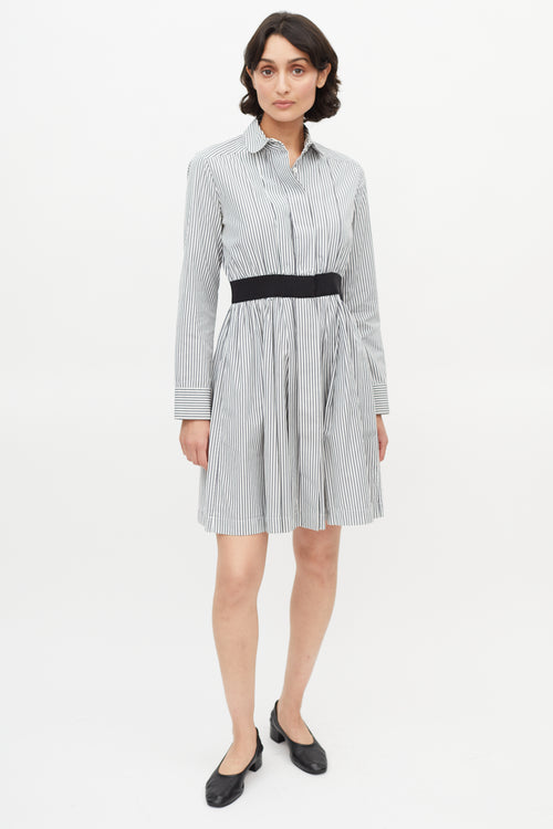 Maison Kitsuné Grey & White Stripe Shirt Dress