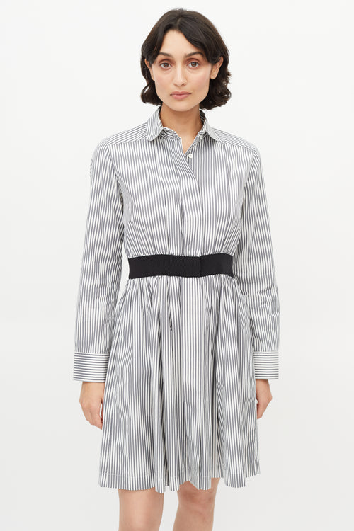 Maison Kitsuné Grey & White Stripe Shirt Dress