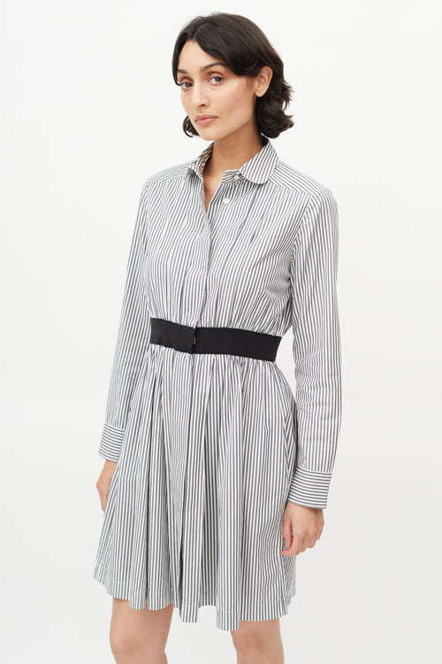 Maison Kitsuné Grey & White Stripe Shirt Dress