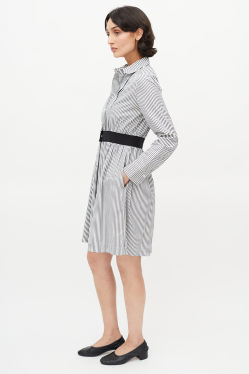 Maison Kitsuné Grey & White Stripe Shirt Dress