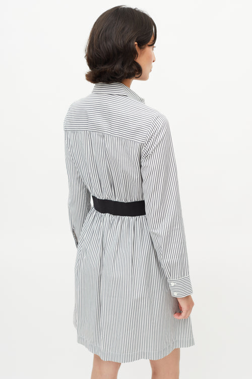 Maison Kitsuné Grey & White Stripe Shirt Dress