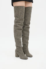 Maison Margiela Beige & Black Wool Herringbone Boot
