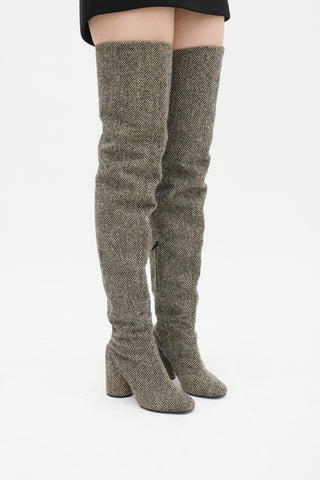 Maison Margiela Beige & Black Wool Herringbone Boot