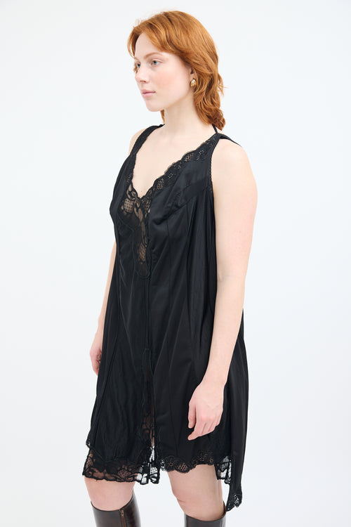 Maison Margiela Black Asymmetric Lace Slip Dress